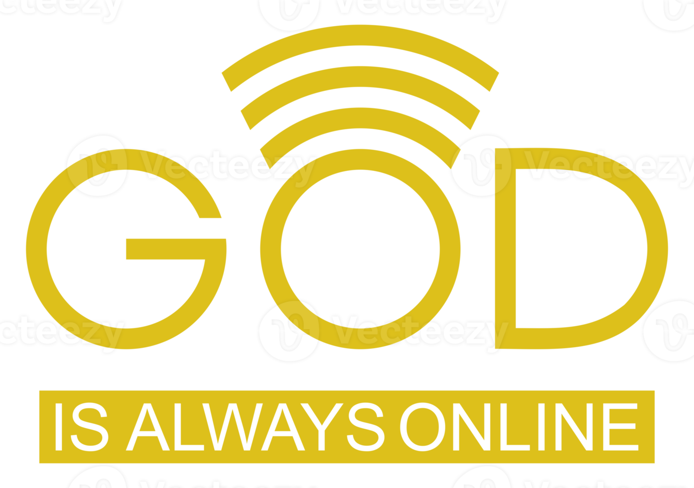 'God Is Always Online' Quote Design, Lettering Expression for Decoration, Text Illustration, Sticker, Pin, T Shirt, Background of for Wallpaper. Format PNG