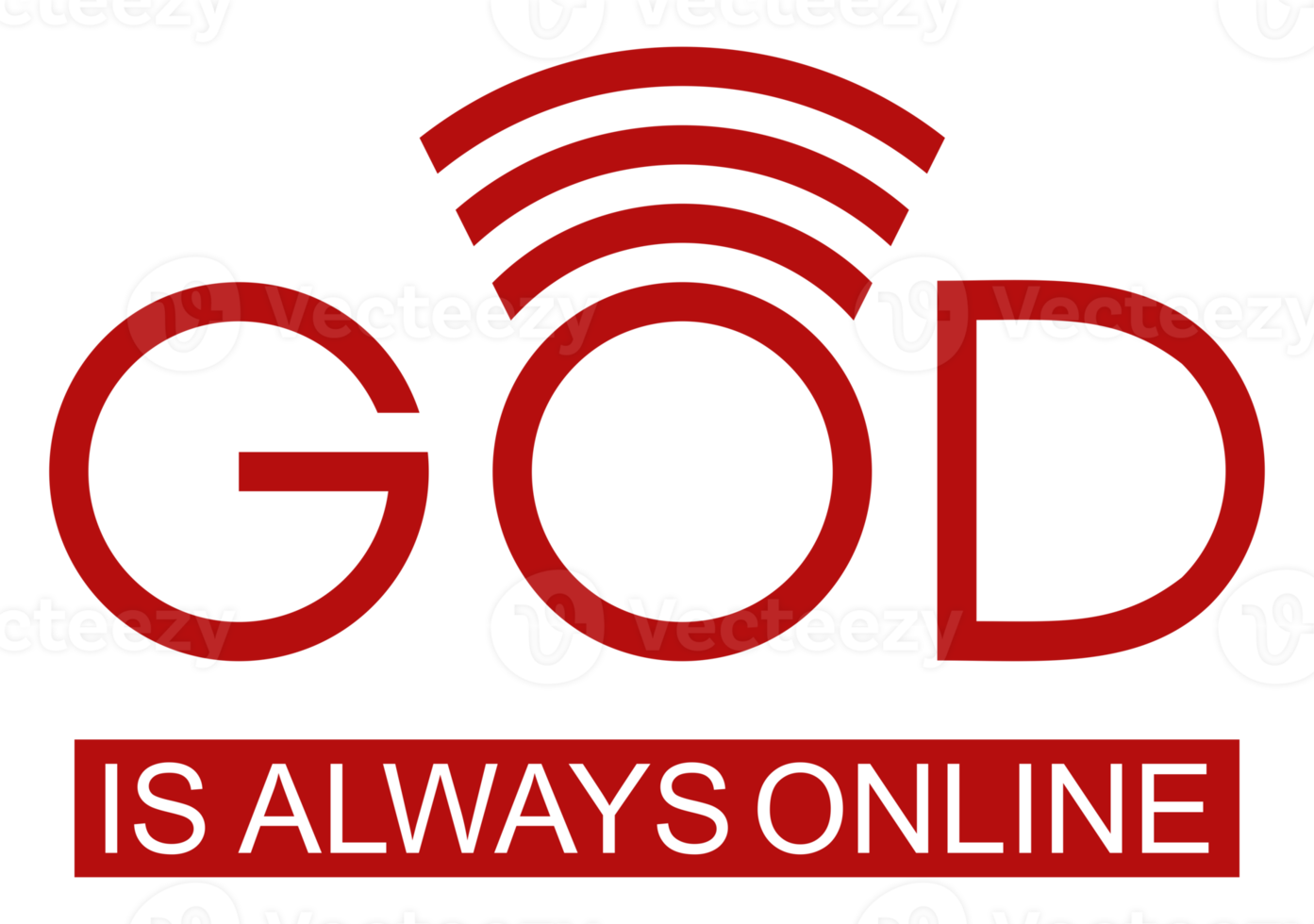 'God Is Always Online' Quote Design, Lettering Expression for Decoration, Text Illustration, Sticker, Pin, T Shirt, Background of for Wallpaper. Format PNG