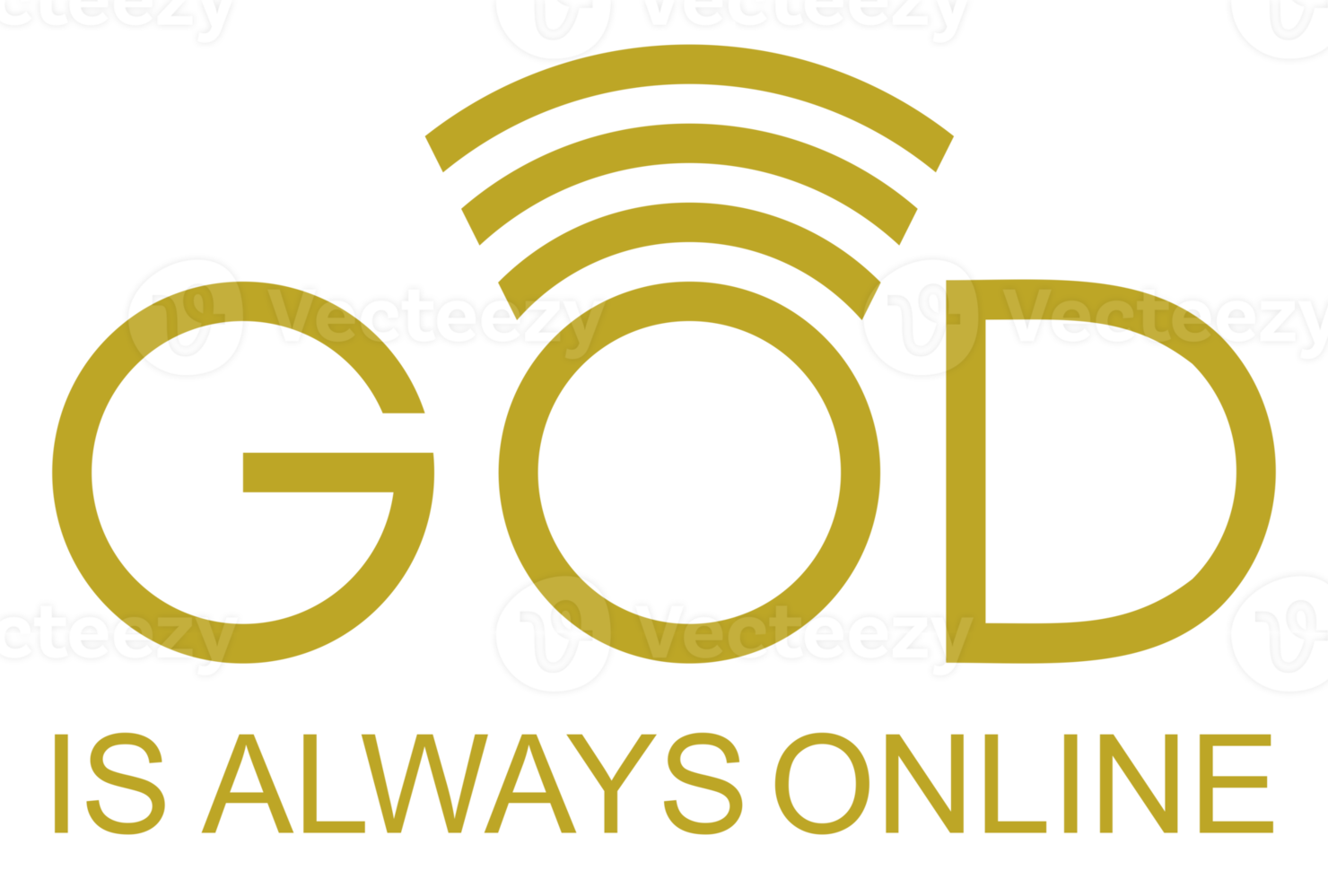 design de citação 'deus está sempre online', expressão de letras para decoração, ilustração de texto, adesivo, alfinete, camiseta, plano de fundo para papel de parede. formato png