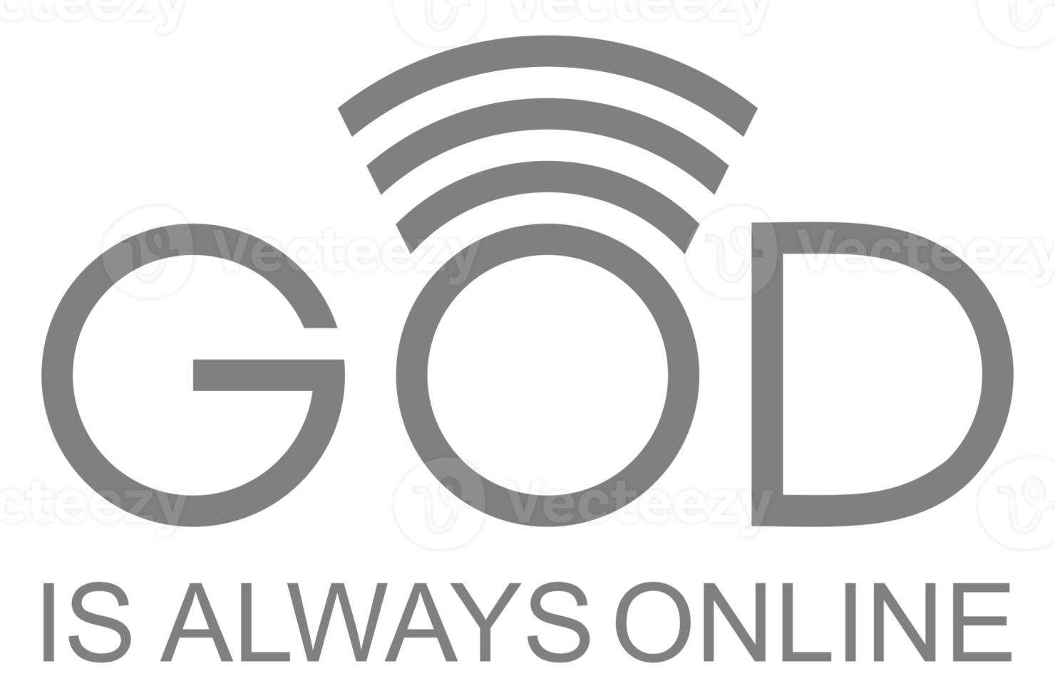 'gott ist immer online' zitatdesign, schriftzug für dekoration, textillustration, aufkleber, pin, t-shirt, hintergrund für tapete. PNG-Format png