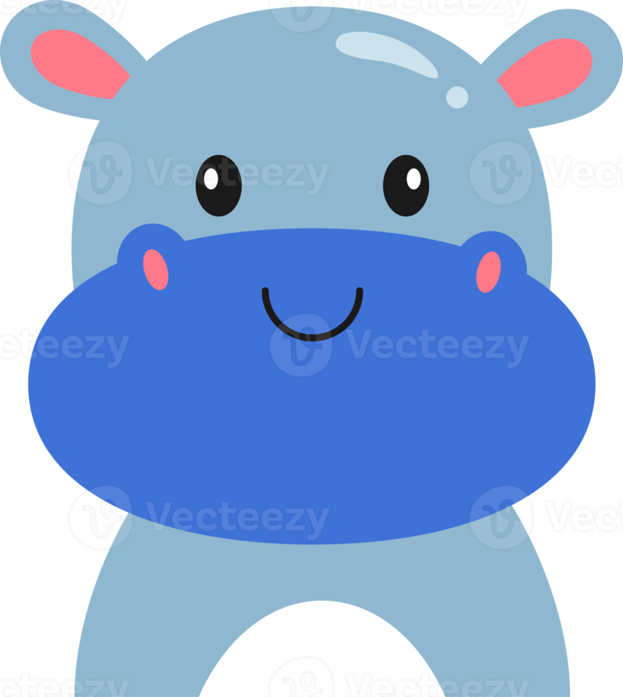 Cute Hippopotamus Cartoon Illustration for kids png