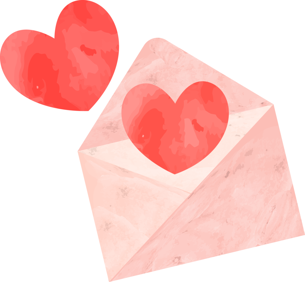 carta de amor de san valentín acuarela png