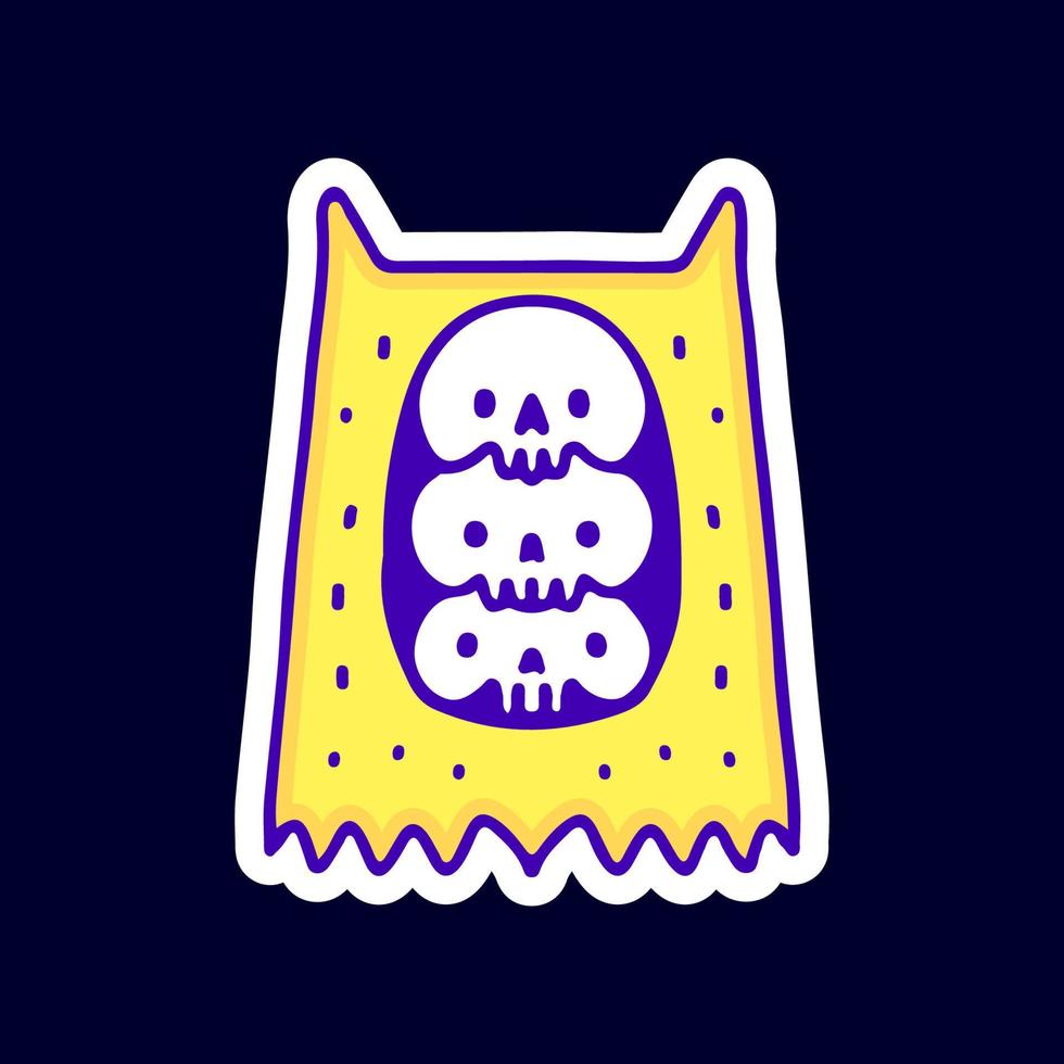 tres cabezas de calavera en ilustración de disfraz de gato. obras de arte para ropa de calle, camisetas, afiches, chaquetas de bombardero, capucha, parches. vector