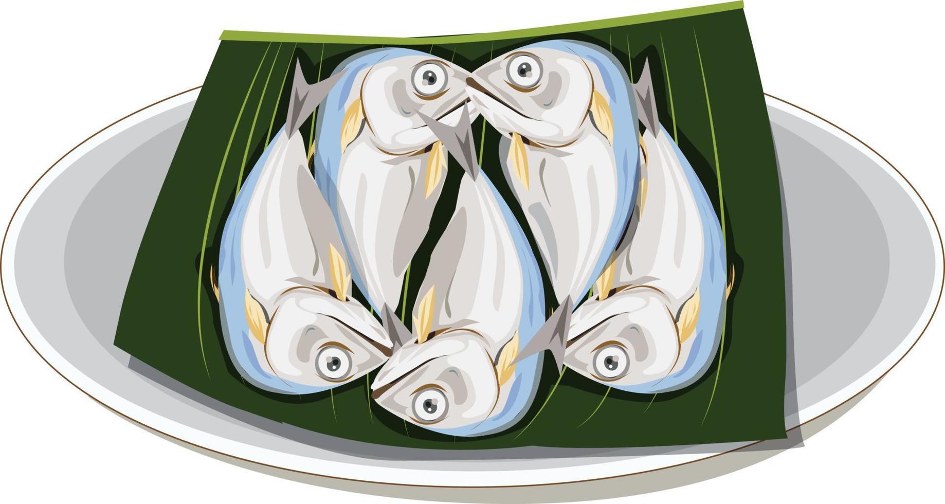 mackerel illustration in a plate vector