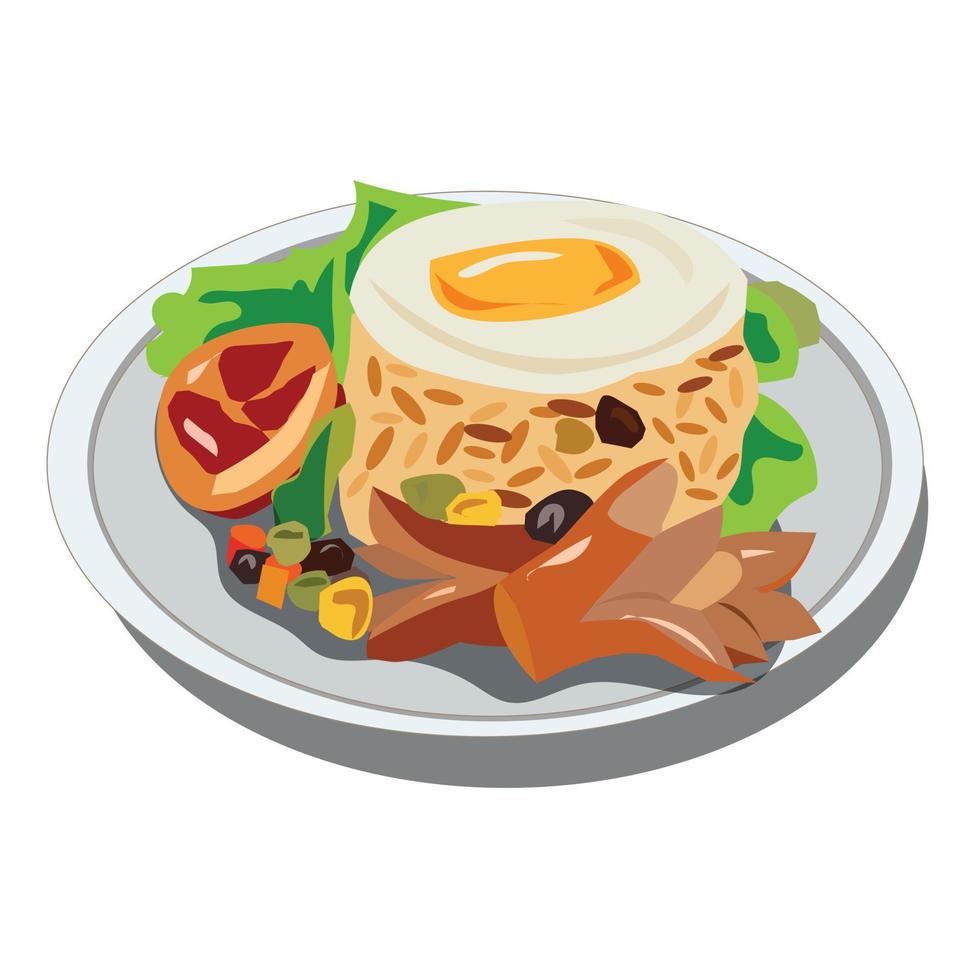 ilustración vectorial de comida tailandesa en un plato vector