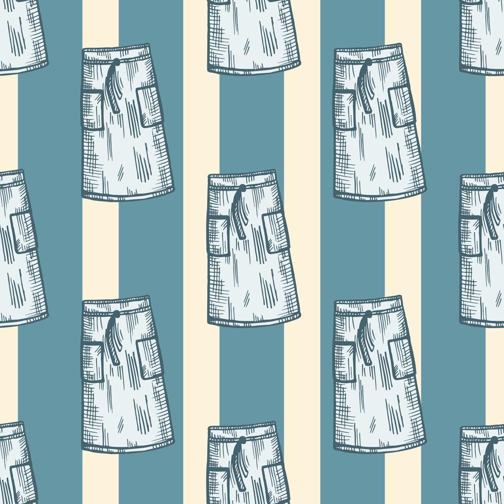 Aprons engraved seamless pattern. Vintage background for kitchen in hand drawn style. Vector repeated texture for print, fabric, wrapping, wallpaper, tissue.