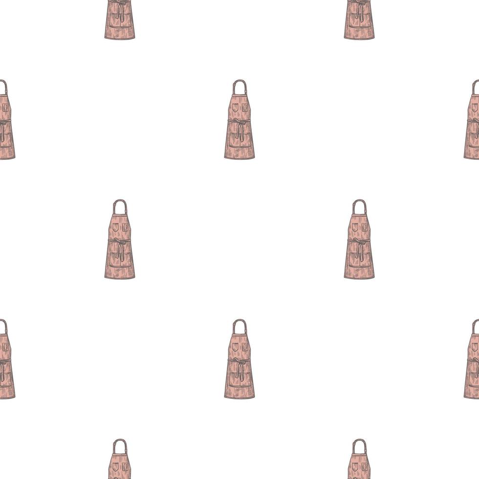 Aprons engraved seamless pattern. Vintage background for kitchen in hand drawn style. Vector repeated texture for print, fabric, wrapping, wallpaper, tissue.