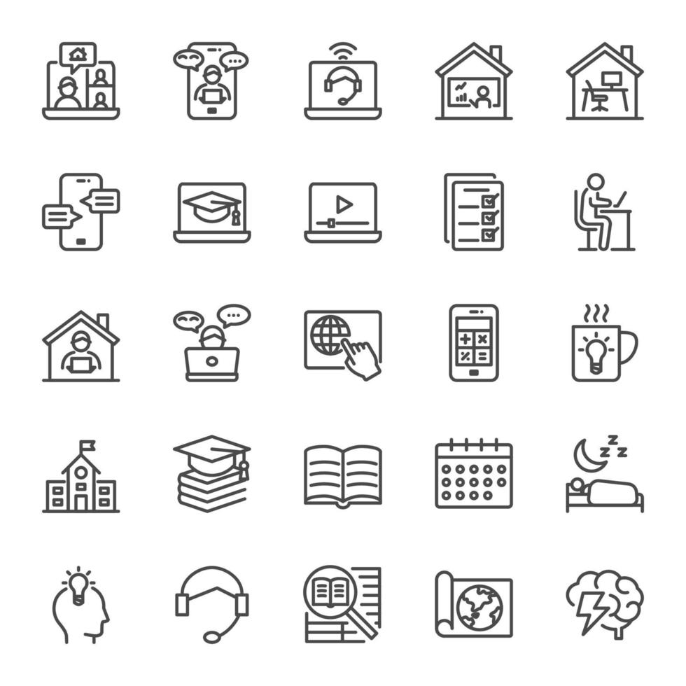 Online education, E-learning, thin line icon set. Simple vector illustration.