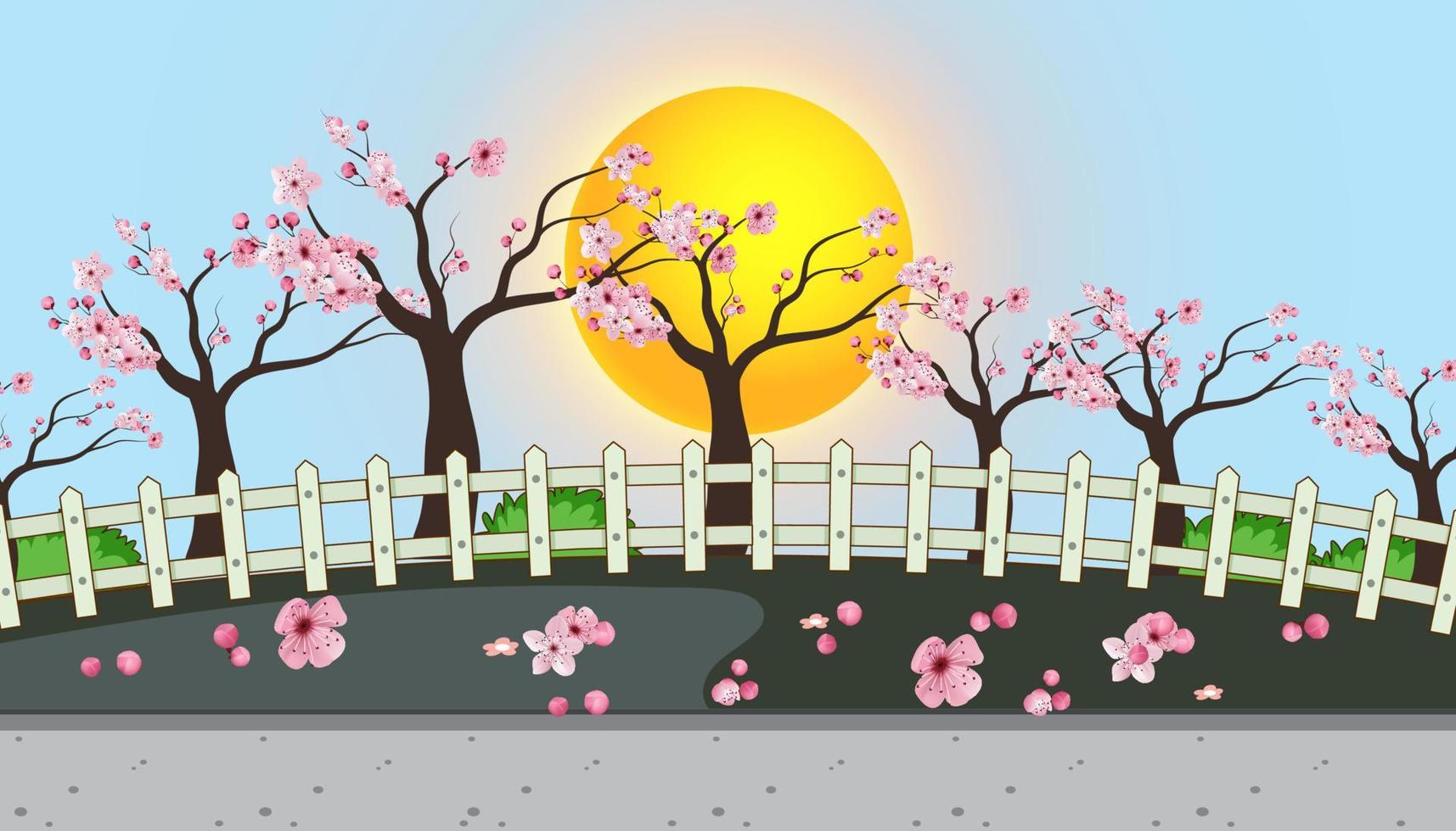 cherry blossom tree with flowers background vector