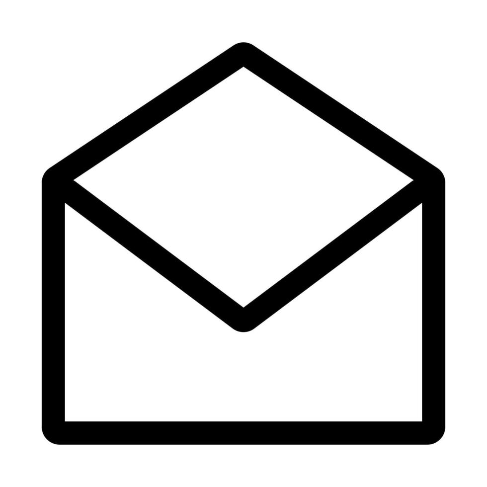 Open email icon line isolated on white background. Black flat thin icon on modern outline style. Linear symbol and editable stroke. Simple and pixel perfect stroke vector illustration