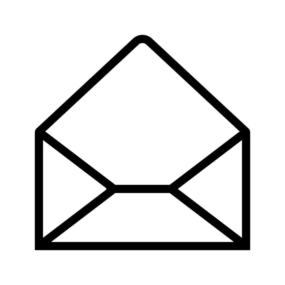 línea de icono de correo abierto aislada sobre fondo blanco. icono negro plano y delgado en el estilo de contorno moderno. símbolo lineal y trazo editable. ilustración de vector de trazo simple y perfecto de píxeles