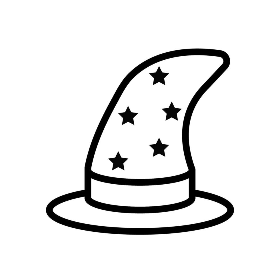 icono de línea de sombrero de mago aislado sobre fondo blanco. icono negro plano y delgado en el estilo de contorno moderno. símbolo lineal y trazo editable. ilustración de vector de trazo simple y perfecto de píxeles