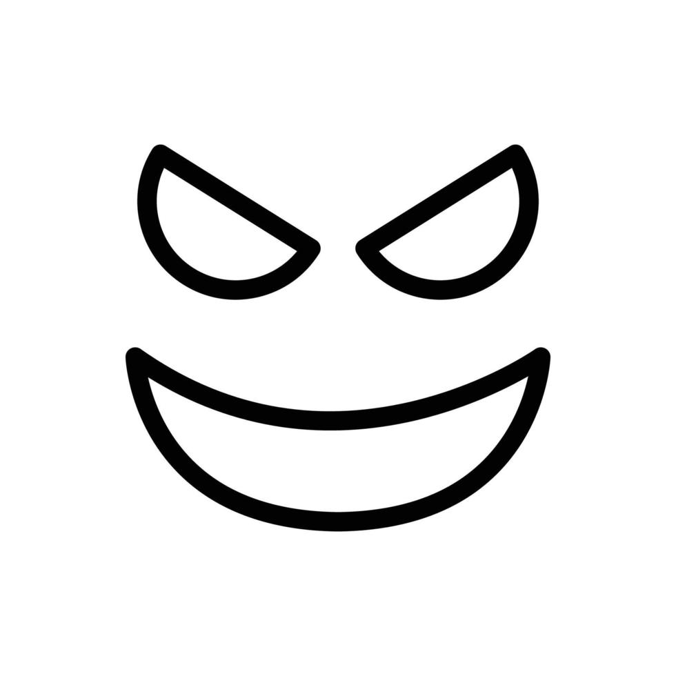 Evil face line icon isolated on white background. Black flat thin icon on modern outline style. Linear symbol and editable stroke. Simple and pixel perfect stroke vector illustration