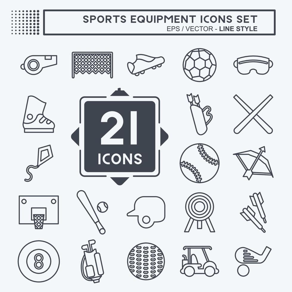 conjunto de iconos de equipamiento deportivo. relacionado con el símbolo de equipamiento deportivo. estilo de línea diseño simple editable. ilustración sencilla vector