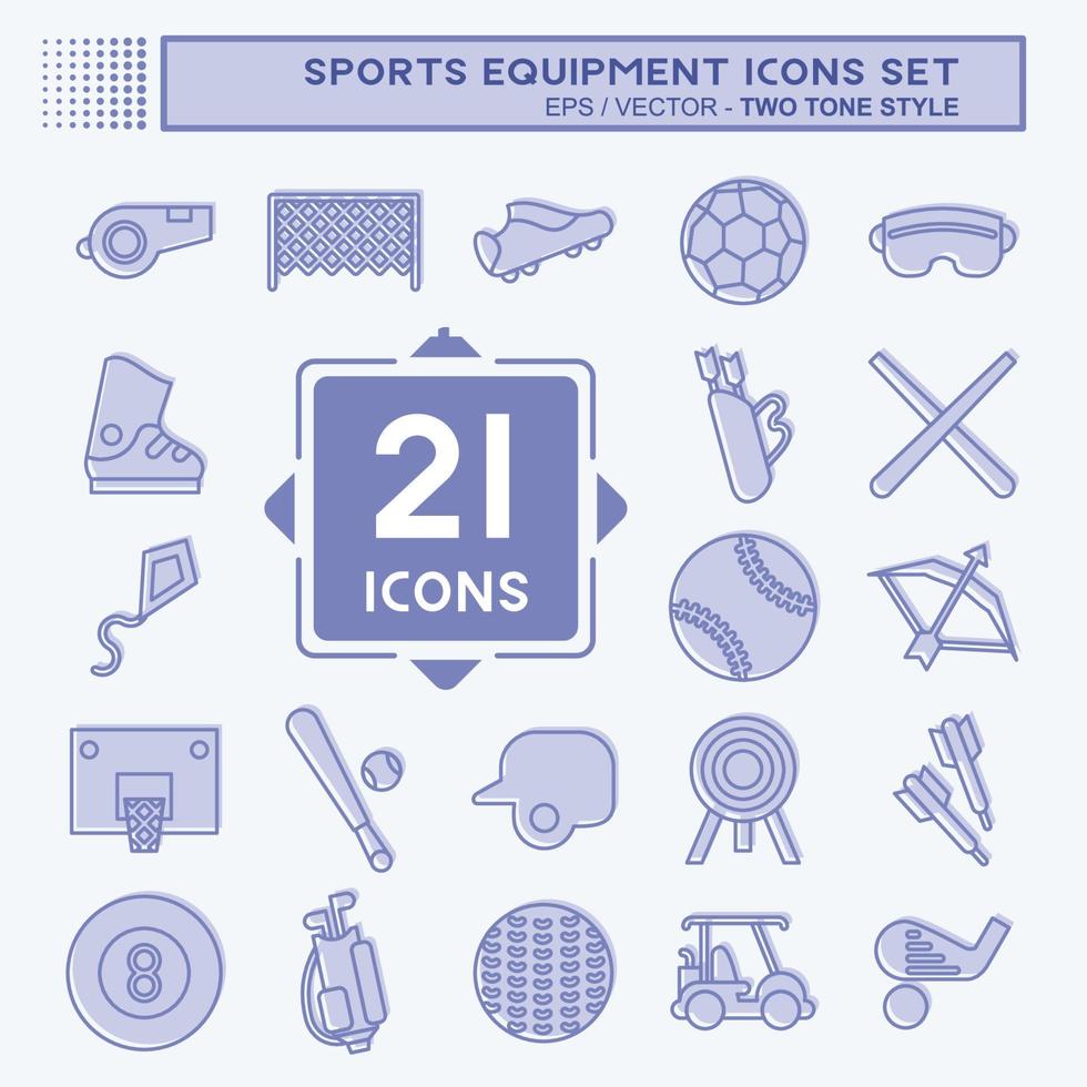 conjunto de iconos de equipamiento deportivo. relacionado con el símbolo de equipamiento deportivo. estilo de dos tonos. diseño simple editable. ilustración sencilla vector