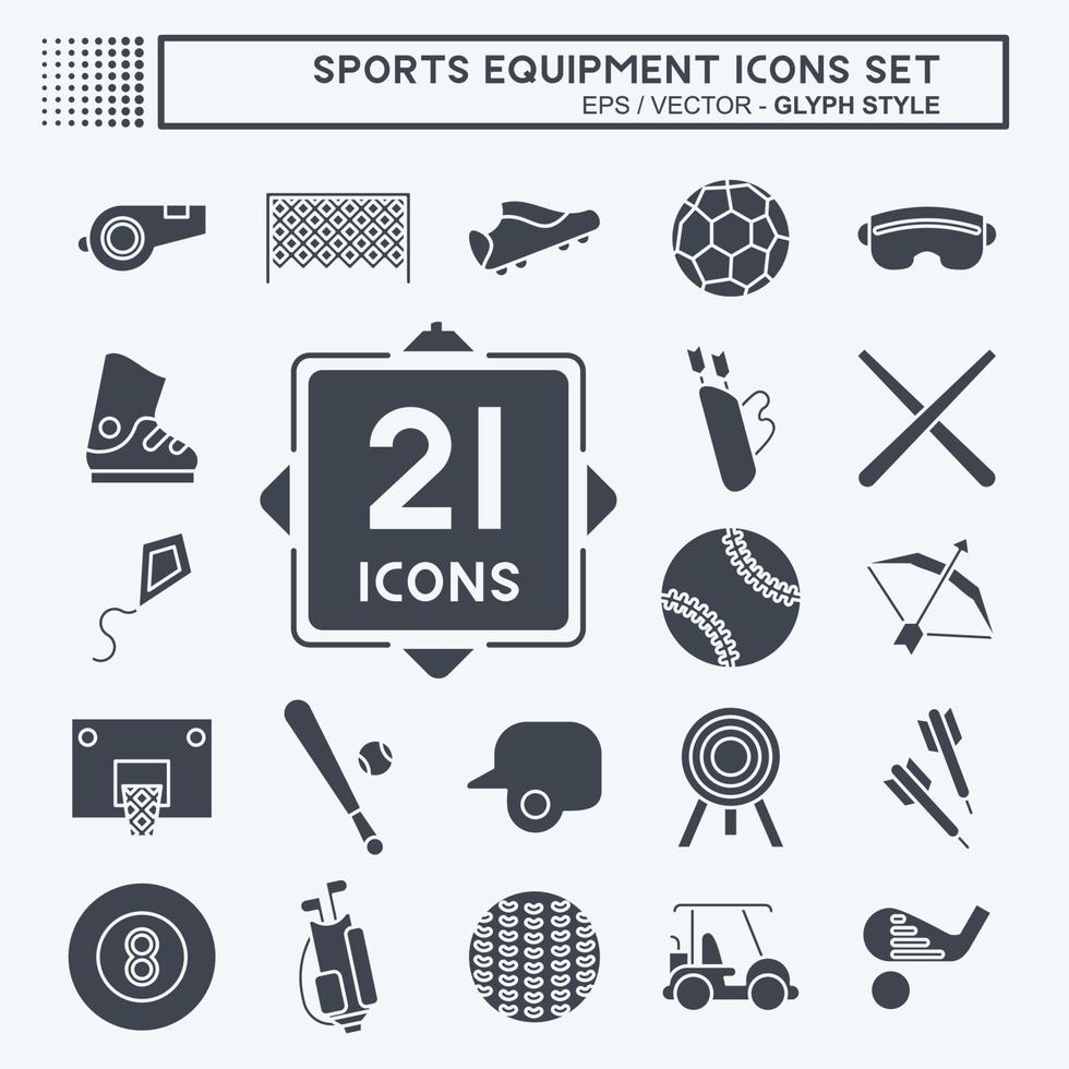 Icon Set Sports Equipment. related to Sports Equipment symbol. glyph style. simple design editable. simple illustration vector