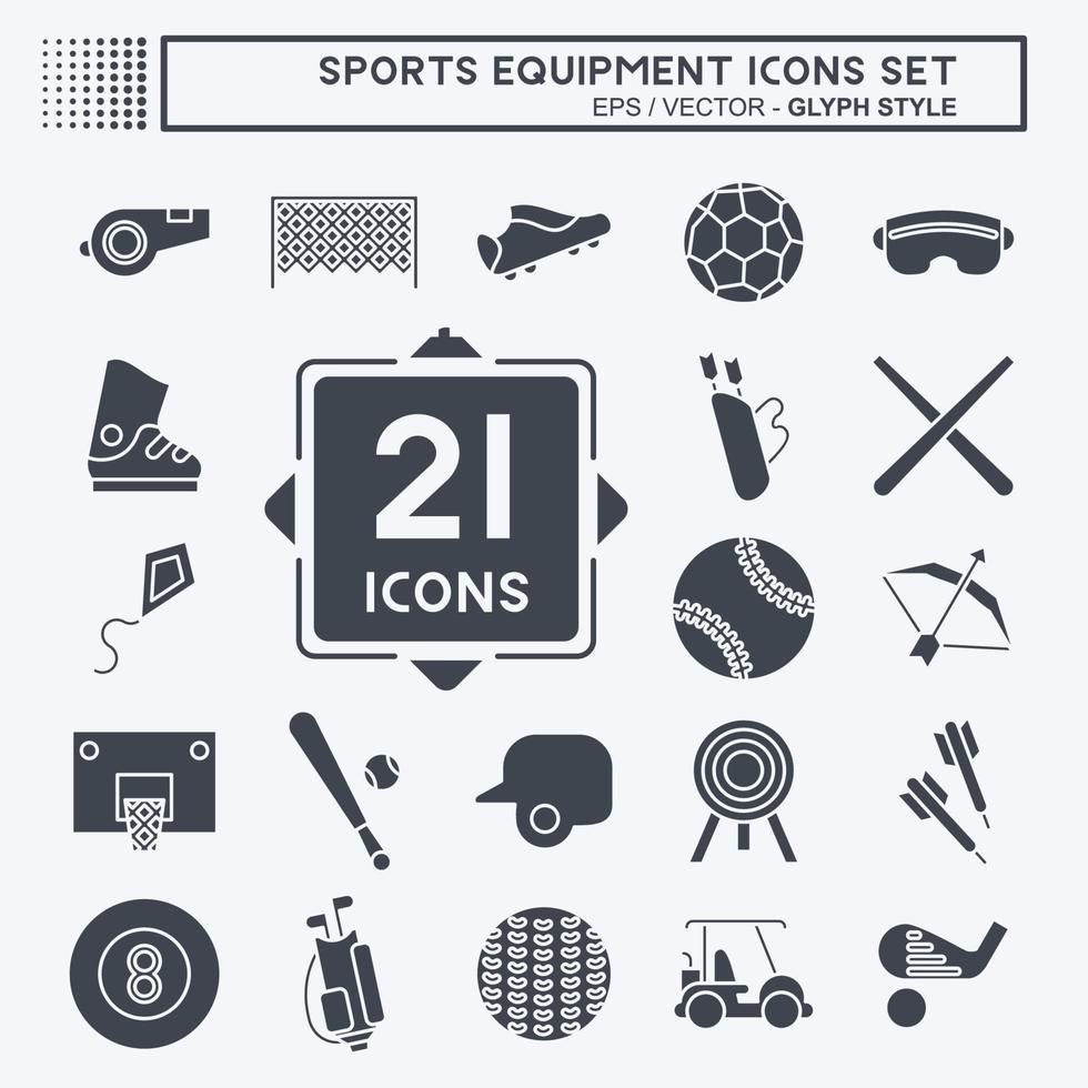 conjunto de iconos de equipamiento deportivo. relacionado con el símbolo de equipamiento deportivo. estilo de glifo. diseño simple editable. ilustración sencilla vector