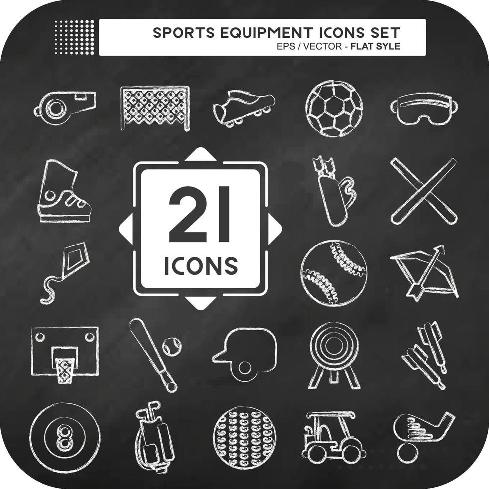 conjunto de iconos de equipamiento deportivo. relacionado con el símbolo de equipamiento deportivo. estilo tiza. diseño simple editable. ilustración sencilla vector