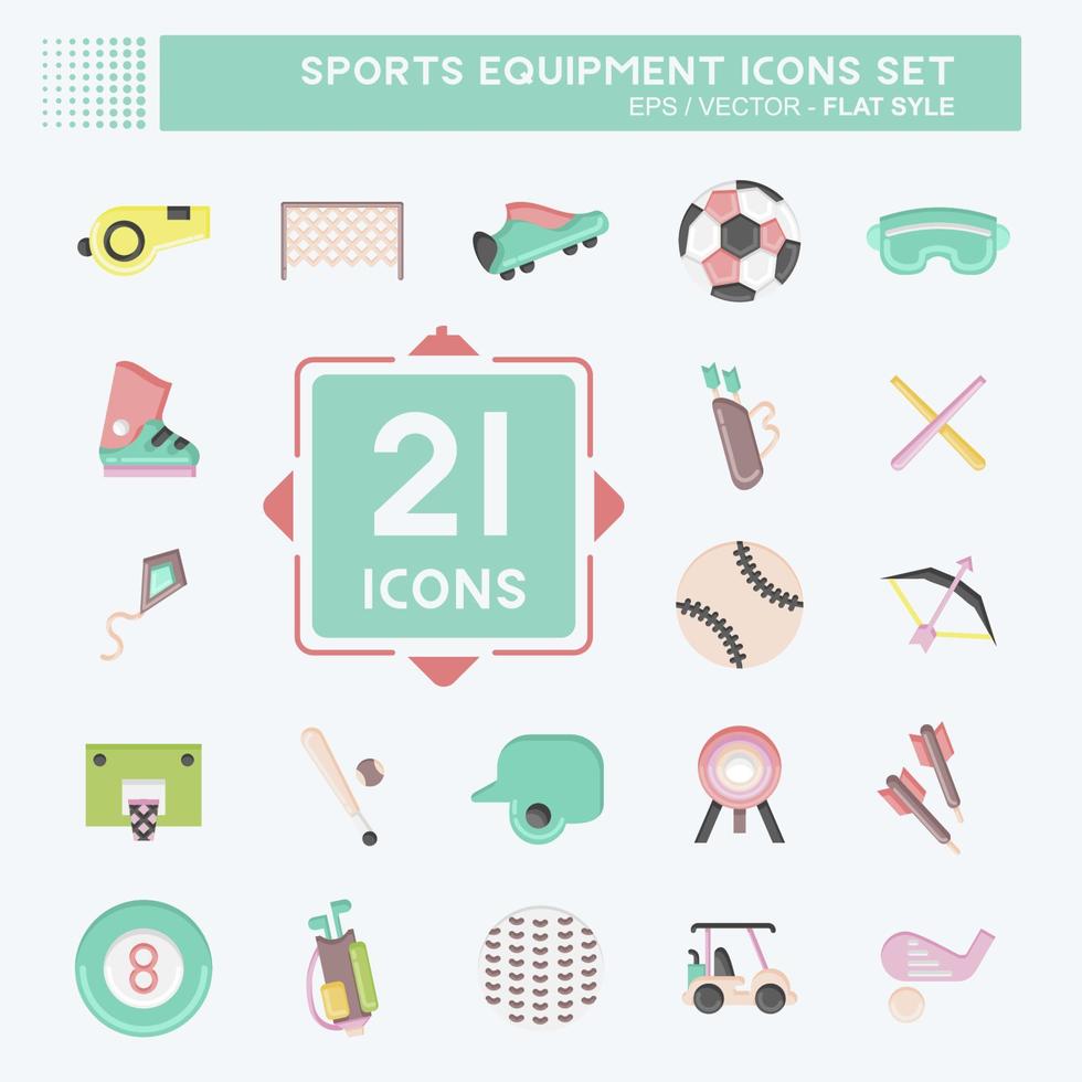 conjunto de iconos de equipamiento deportivo. relacionado con el símbolo de equipamiento deportivo. estilo plano diseño simple editable. ilustración sencilla vector