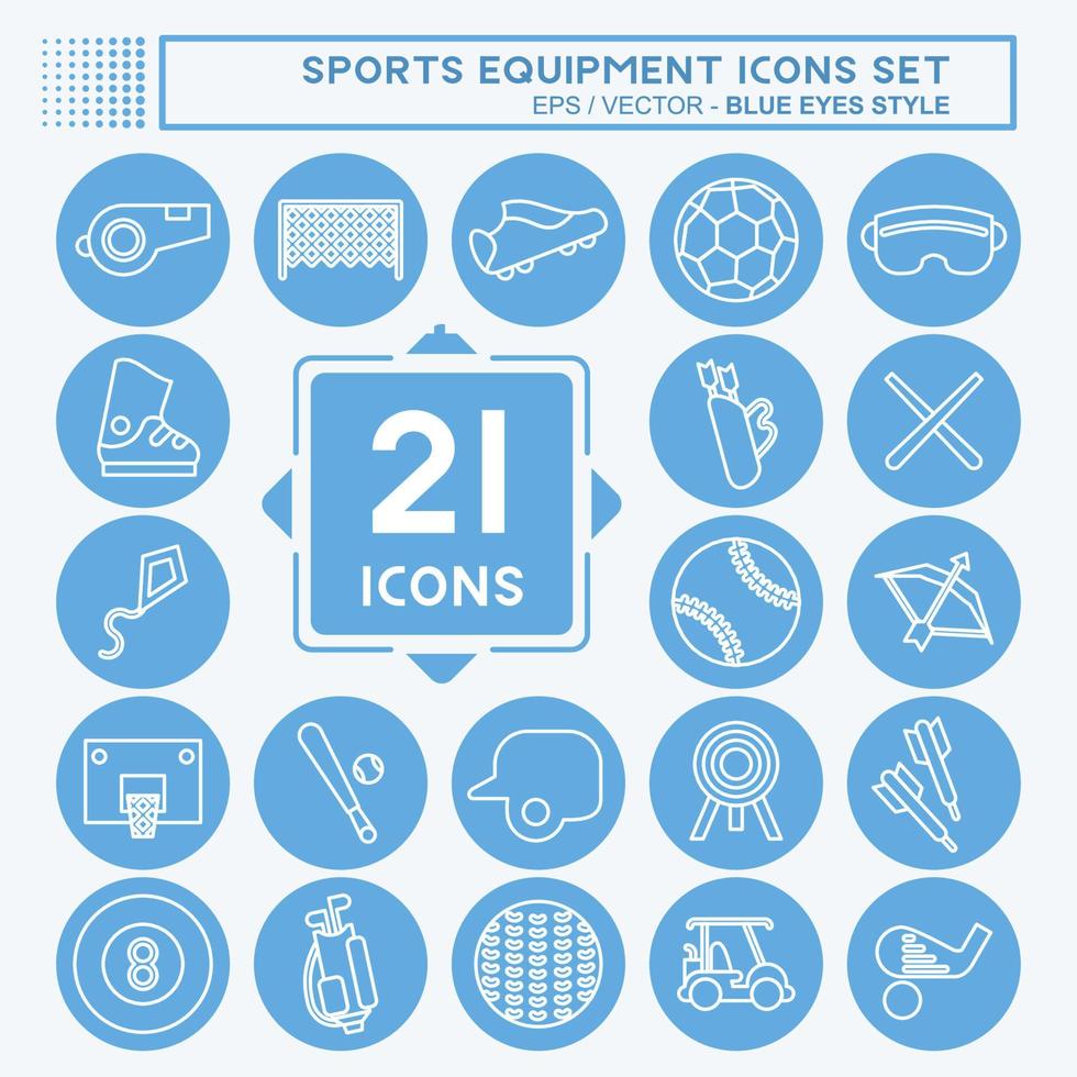 Icon Set Sports Equipment. related to Sports Equipment symbol. blue eyes style. simple design editable. simple illustration vector