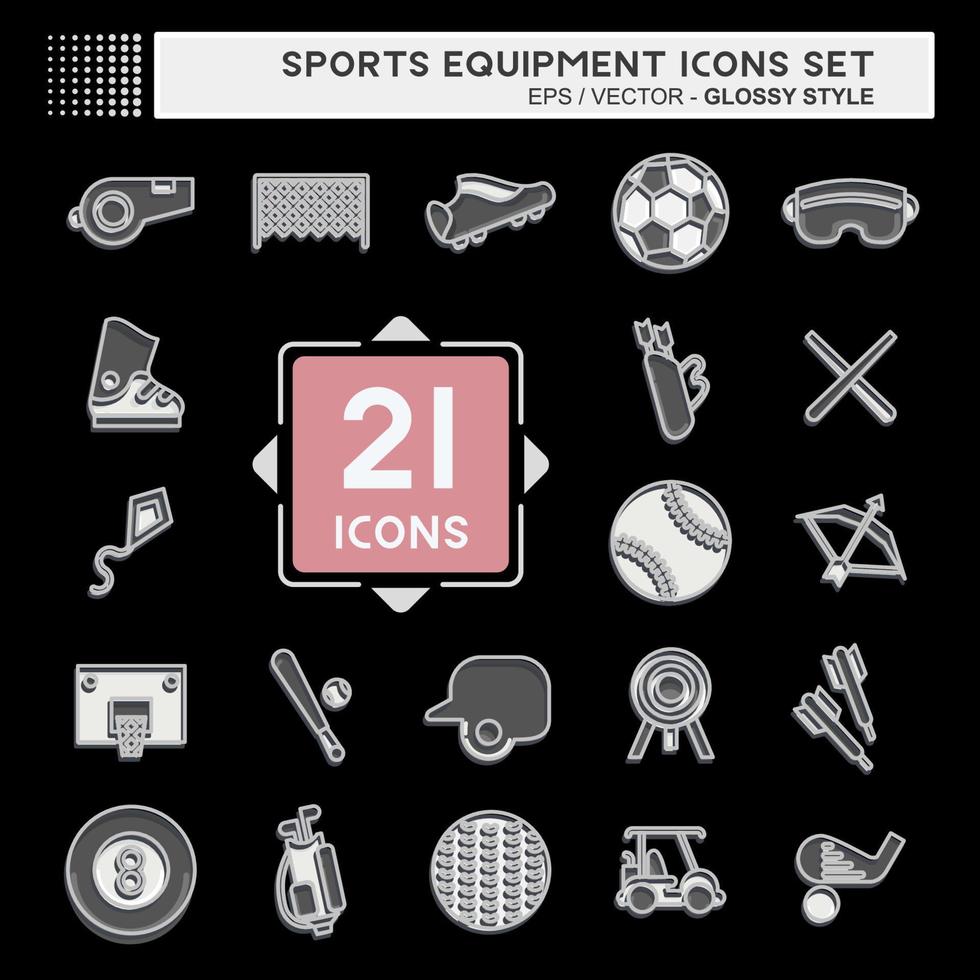 conjunto de iconos de equipamiento deportivo. relacionado con el símbolo de equipamiento deportivo. estilo brillante. diseño simple editable. ilustración sencilla vector