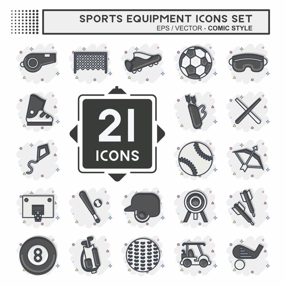 Icon Set Sports Equipment. related to Sports Equipment symbol. comic style. simple design editable. simple illustration vector