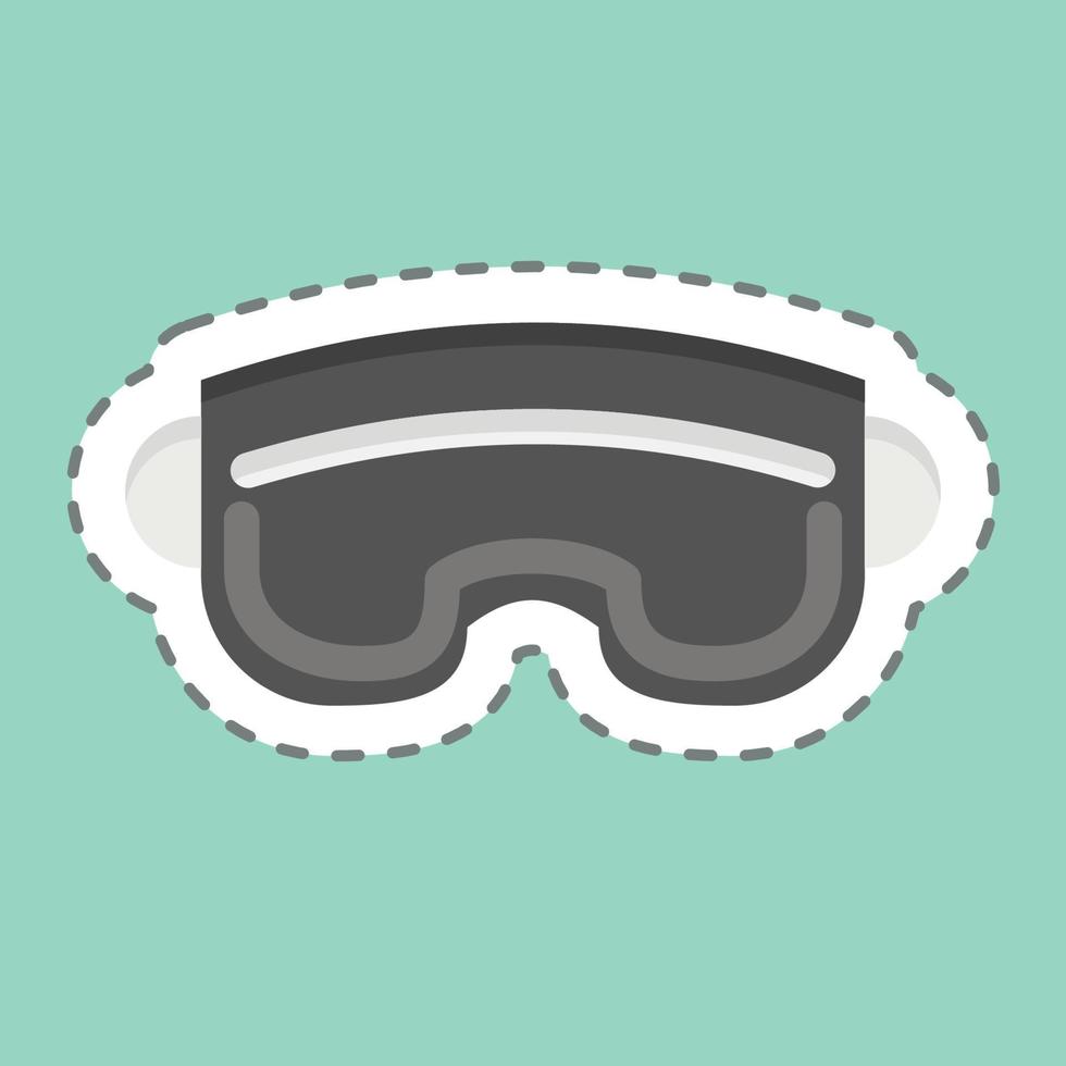 gafas de esquí de corte de línea adhesiva. relacionado con el símbolo de equipamiento deportivo. diseño simple editable. ilustración sencilla vector