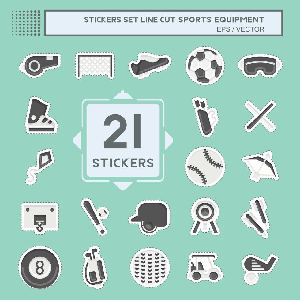 Sticker line cut Set Sports Equipment. related to Sports Equipment symbol. simple design editable. simple illustration vector