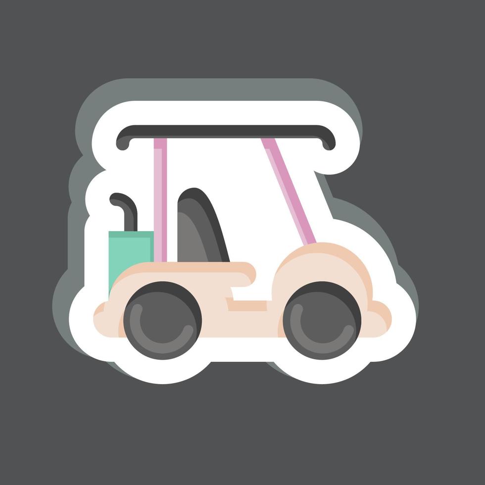 pegatina carrito de golf. relacionado con el símbolo de equipamiento deportivo. diseño simple editable. ilustración sencilla vector