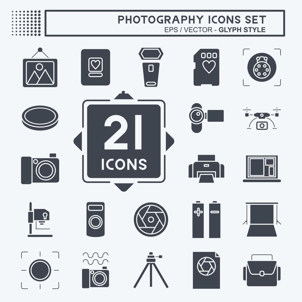 Icon Set Photography. related to Photography symbol. glyph style. simple design editable. simple illustration vector