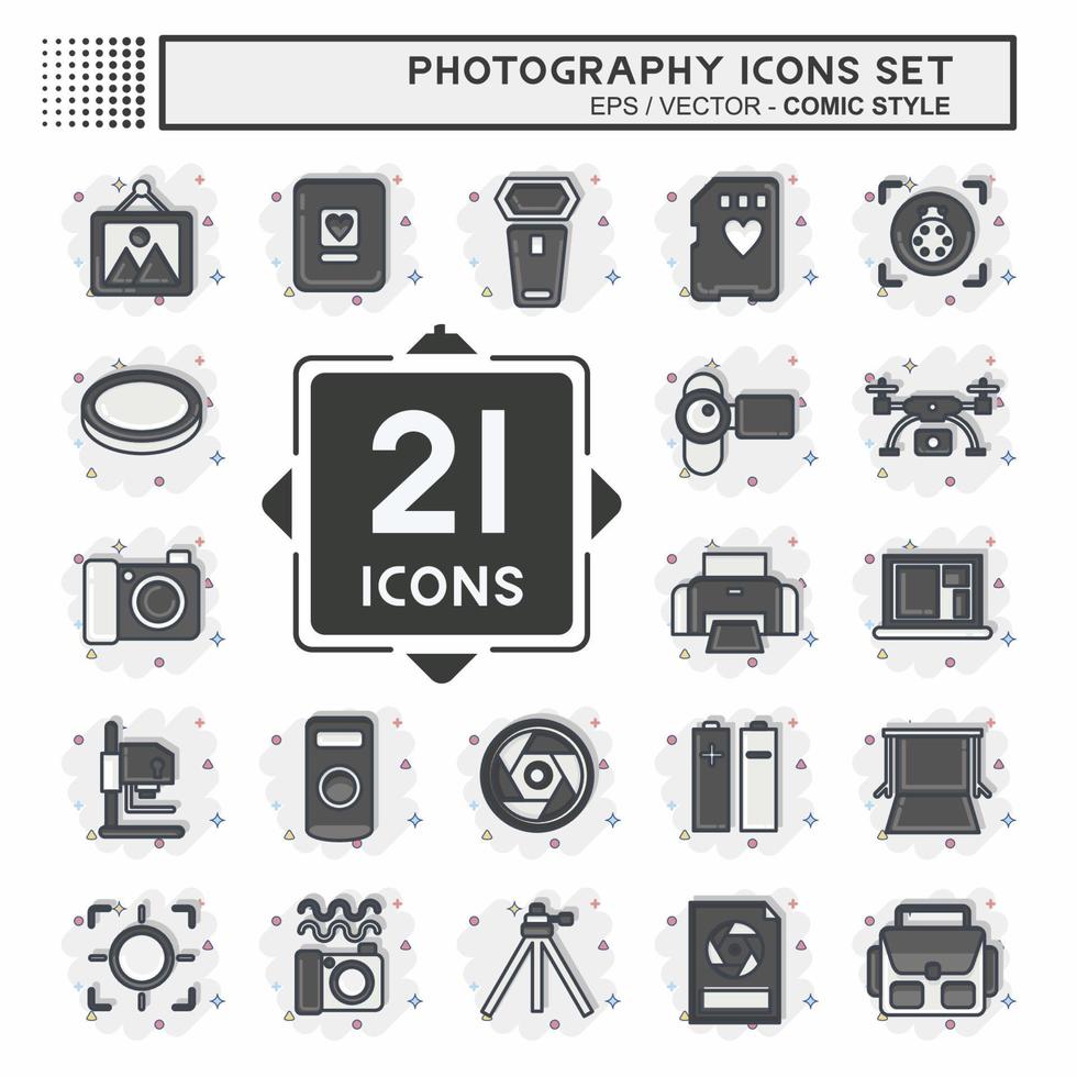 Icon Set Photography. related to Photography symbol. Comic Style. simple design editable. simple illustration vector