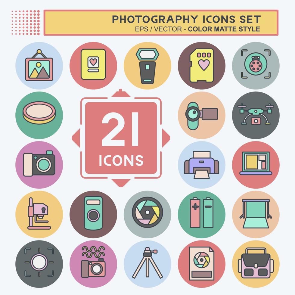 Icon Set Photography. related to Photography symbol. color mate style. simple design editable. simple illustration vector