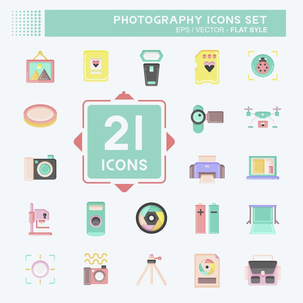Icon Set Photography. related to Photography symbol. flat style. simple design editable. simple illustration vector