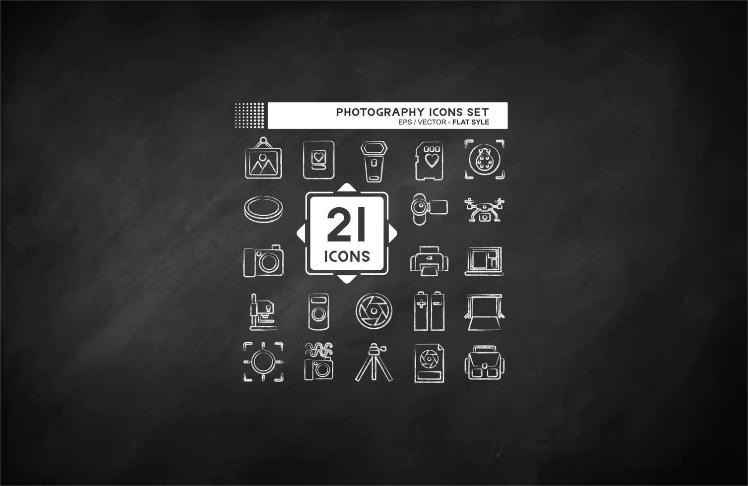 Icon Set Photography. related to Photography symbol. chalk style. simple design editable. simple illustration vector