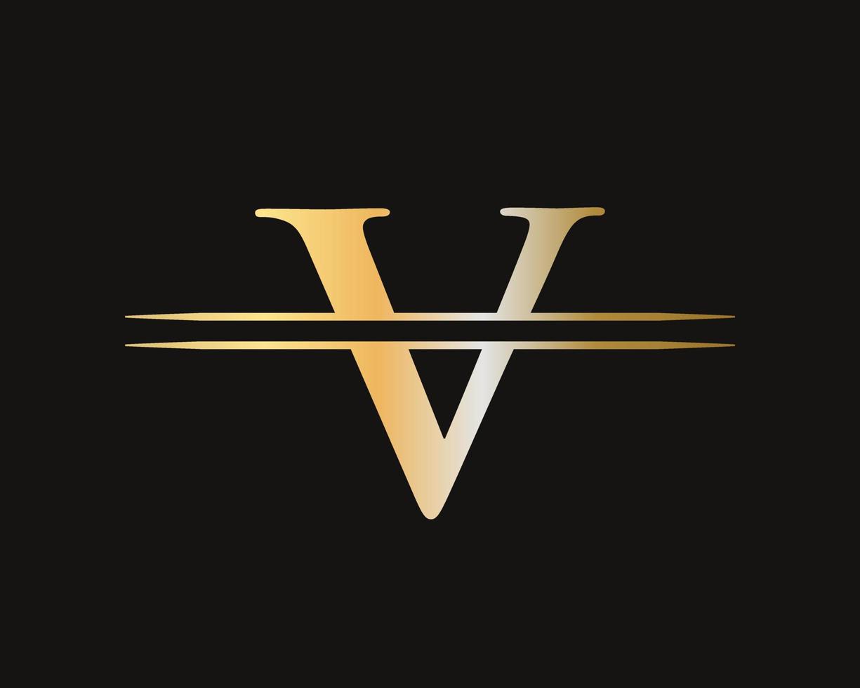 diseño de logotipo de letra v para identidad de lujo y moda vector
