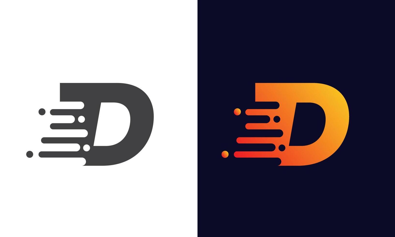 Letter D Logo Fast speed, quick energy drop icon.  Speed Logotype Element vector
