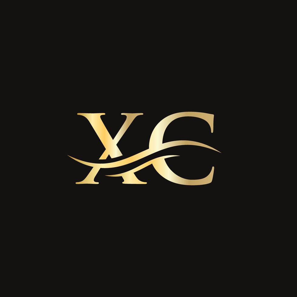 XC Logo design vector. Swoosh letter XC logo design vector