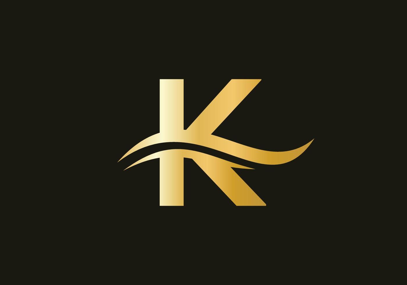 Swoosh Letter K Logo Design Vector Template