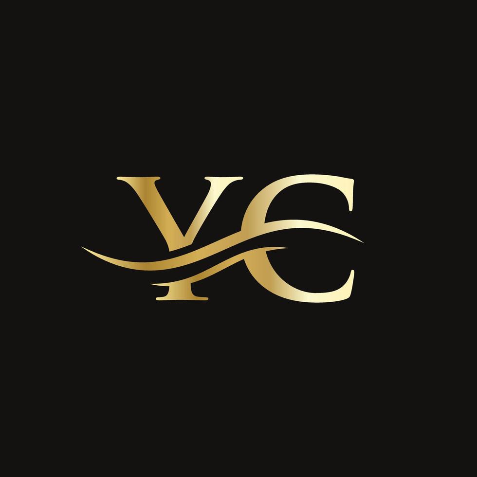 diseño de logotipo yc. diseño de logotipo de letra premium yc con concepto de onda de agua. vector