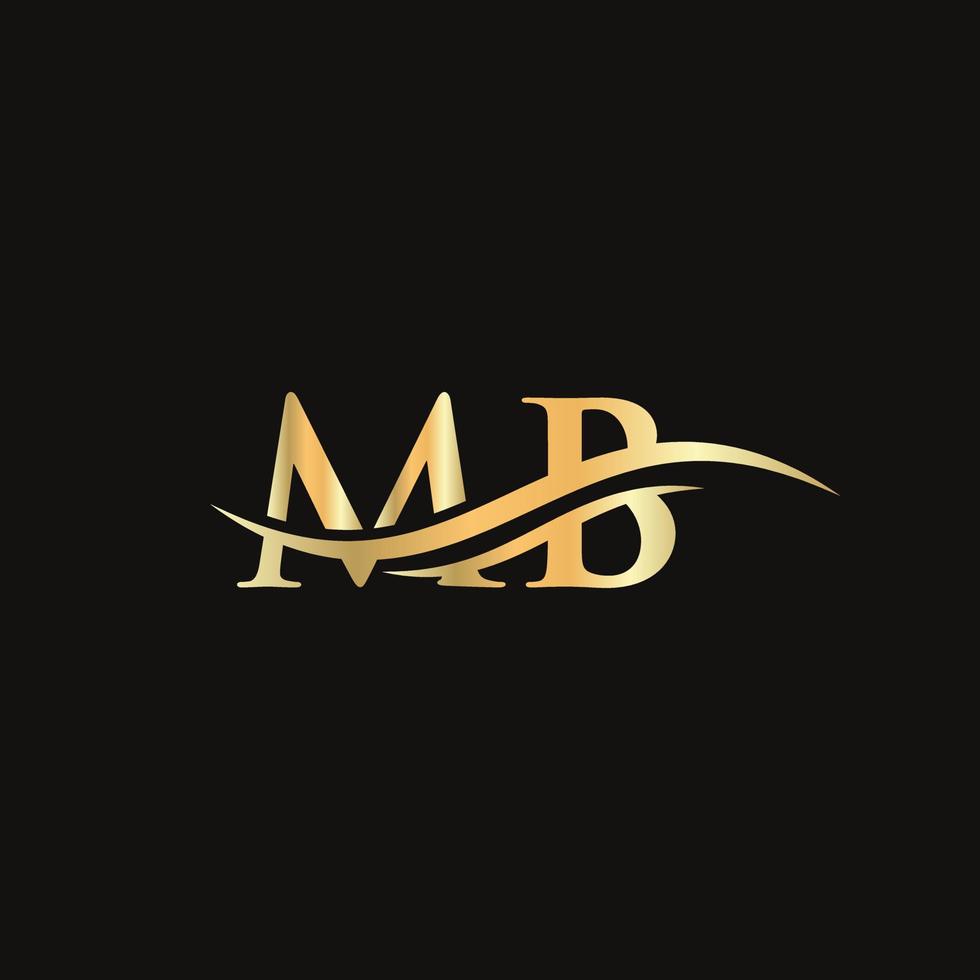 MB logo Design. Premium Letter MB Logo Design with water wave concept vector