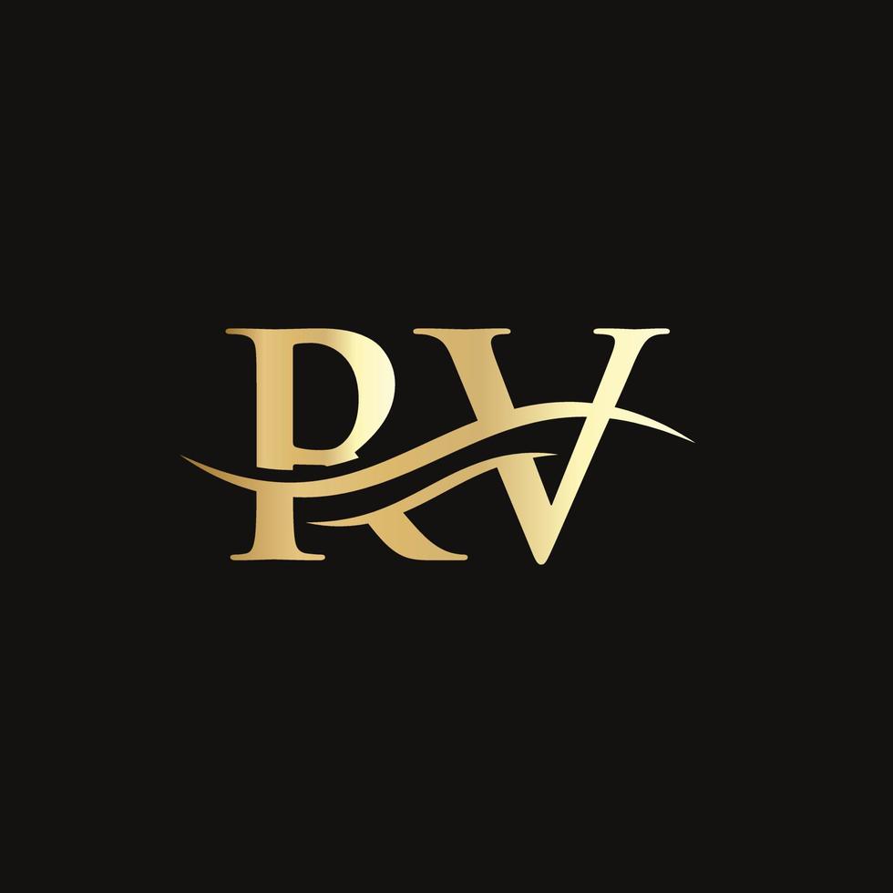 Modern RV Logo Design for business and company identity. Creative RV letter with luxury concept vector