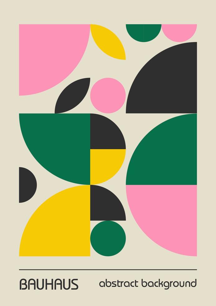 Minimal vintage 20s geometric design posters, wall art, template, layout with primitive shapes elements. Bauhaus retro pattern background, vector abstract circle, triangle and square line art.