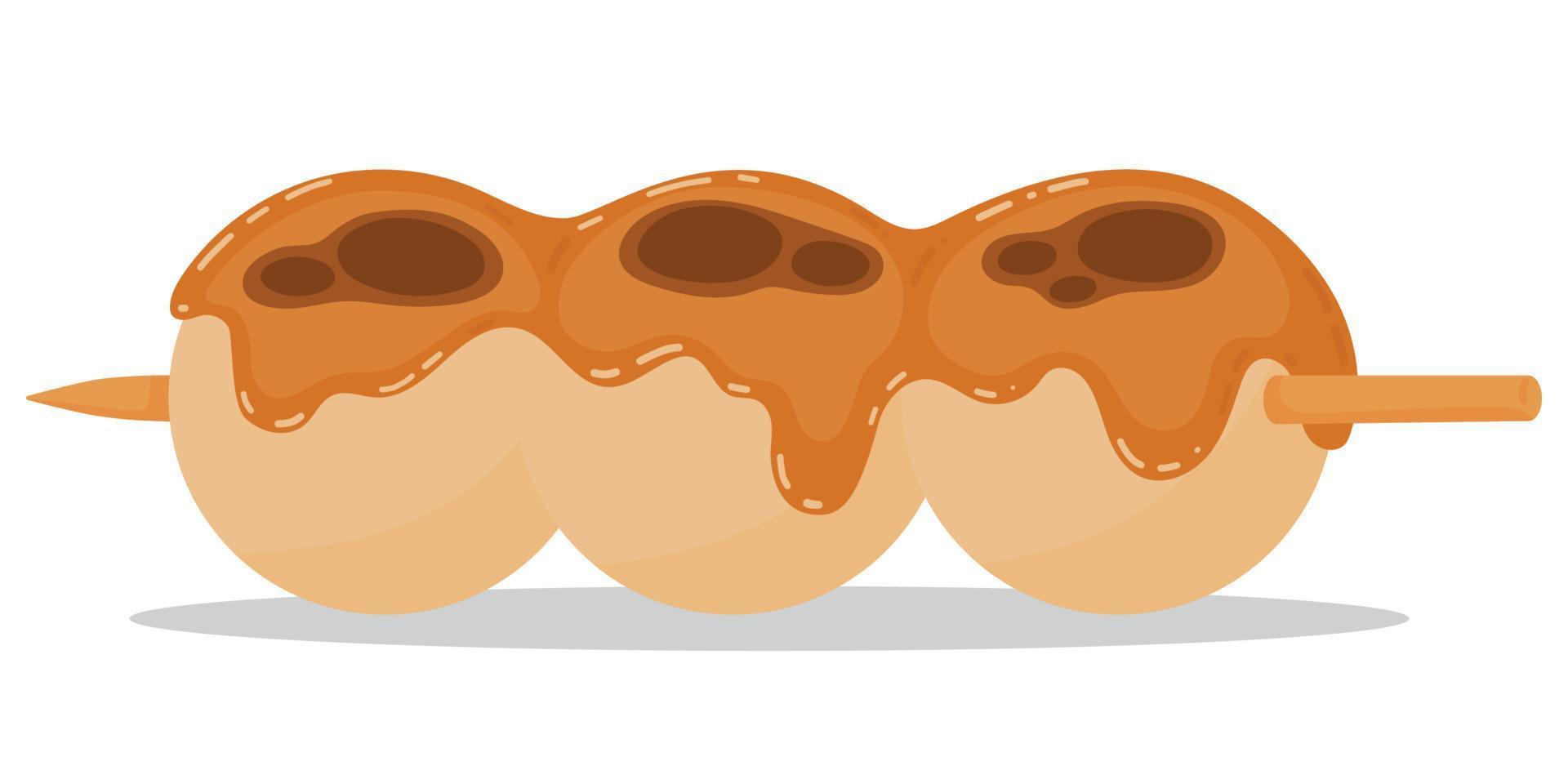 dibujos animados dango postre tradicional japonés aislado en blanco. dango hanami vector