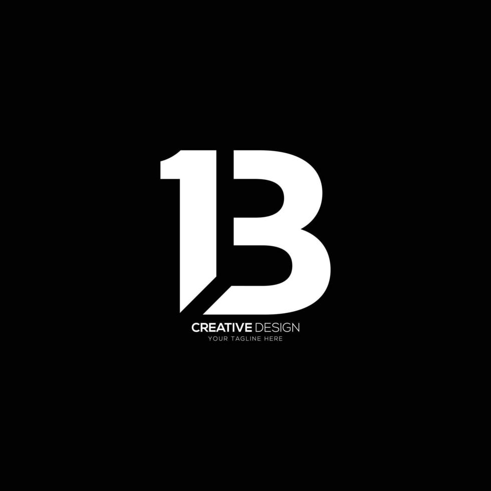 Modern letter 13 B or 1B creative logo vector