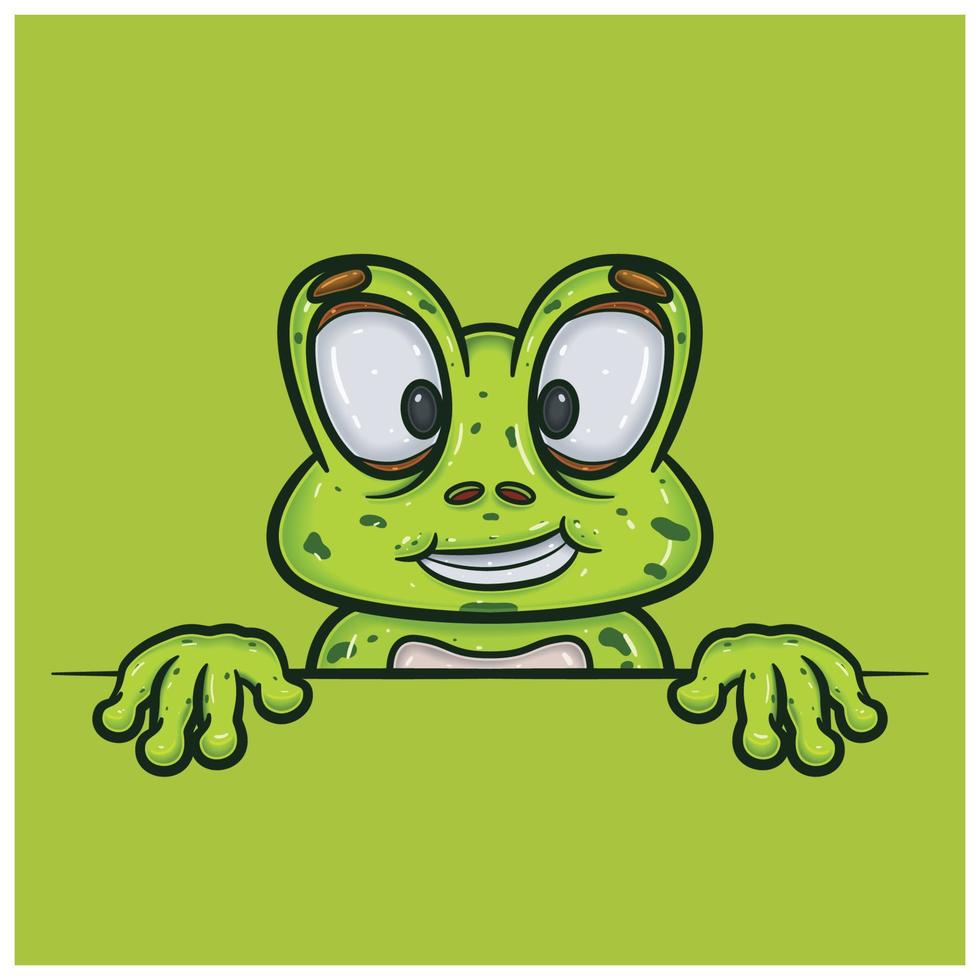 Happy Face Expression With Frog Cartoon. vector