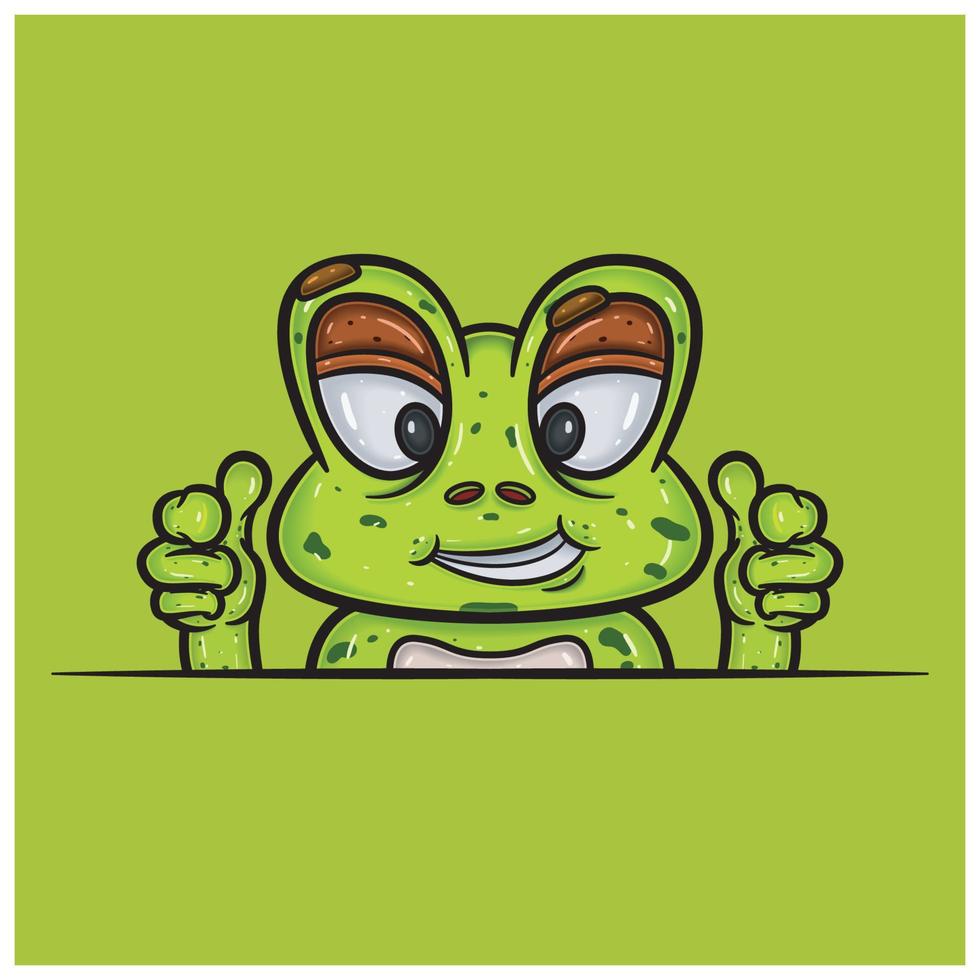Smug Face Expression With Frog Cartoon. vector