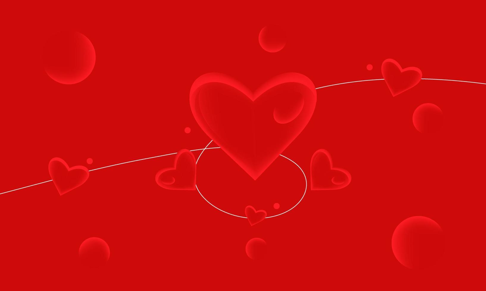 fondo de corazón rojo con arte lineal vector