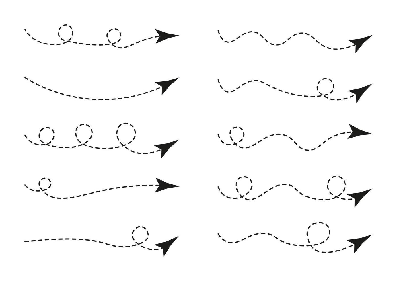 conjunto de flechas de línea discontinua vector