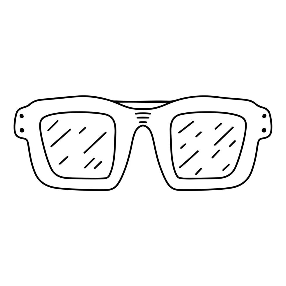 gafas de sol en la mano dibujar estilo doodle. Aislado en un fondo blanco. ilustración de stock vectorial. vector