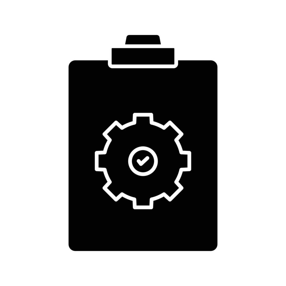 Checklist icon illustration with gear. icon related to project management. glyph icon style. Simple vector design editable